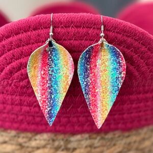 Rainbow Glitter Teardrop Earrings